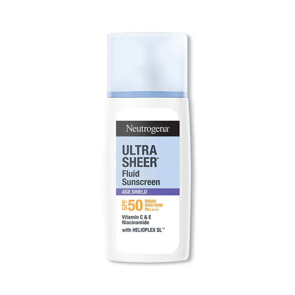 Buy Neutrogena UltraSheer Age Shield Fluid Face Sunscreen SPF50+ PA++++ Hyaluronic Acid, Niacinamide Oily Skin (40 ml) - Purplle