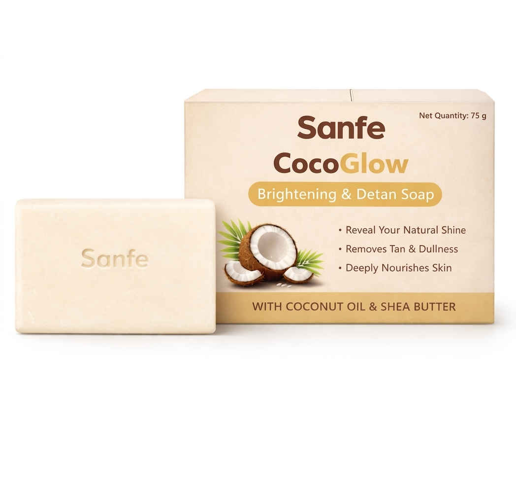 Buy Sanfe CocoGlow Brightening & Detan Soap | Coconut Oil & Shea Butter | Removes Tan – 75 gm - Purplle