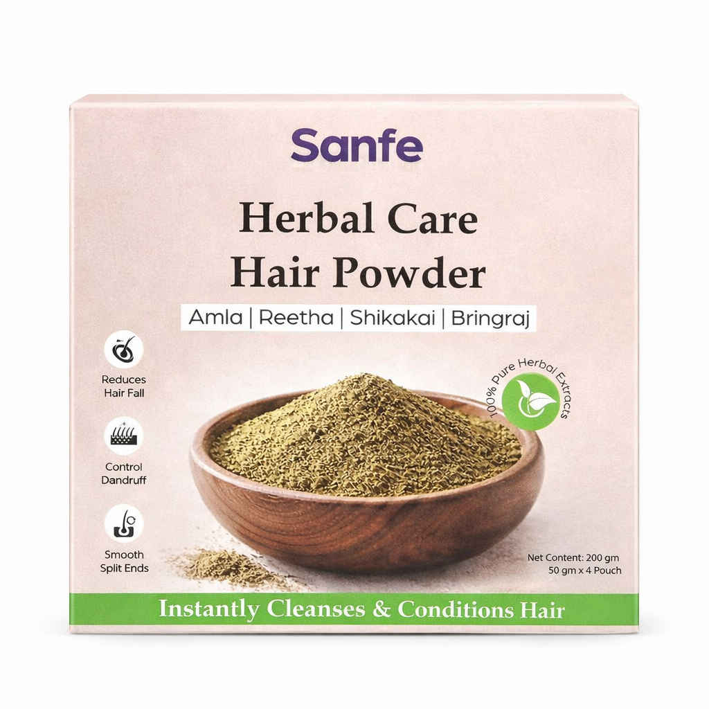 Buy Sanfe Herbal Care Hair Powder | 200gm | Amla Reetha Shikakai Bhringraj | Pack of 4 - Purplle