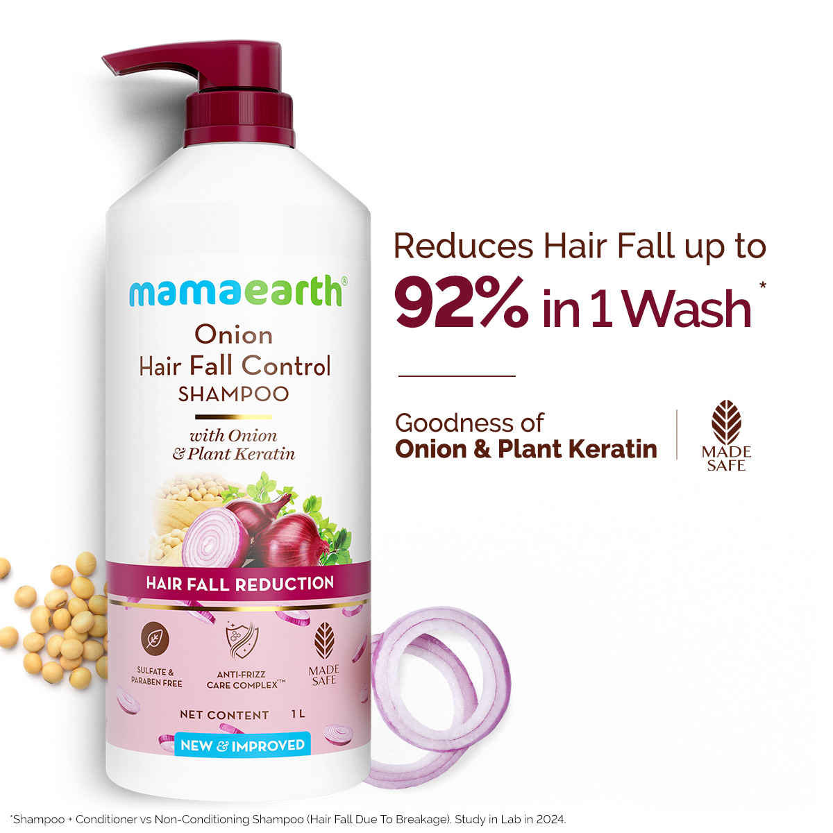 Buy Mamaearth Onion Shampoo for Hair Growth & Hair Fall Control with Onion & Plant Keratin - 1 Litre - Purplle