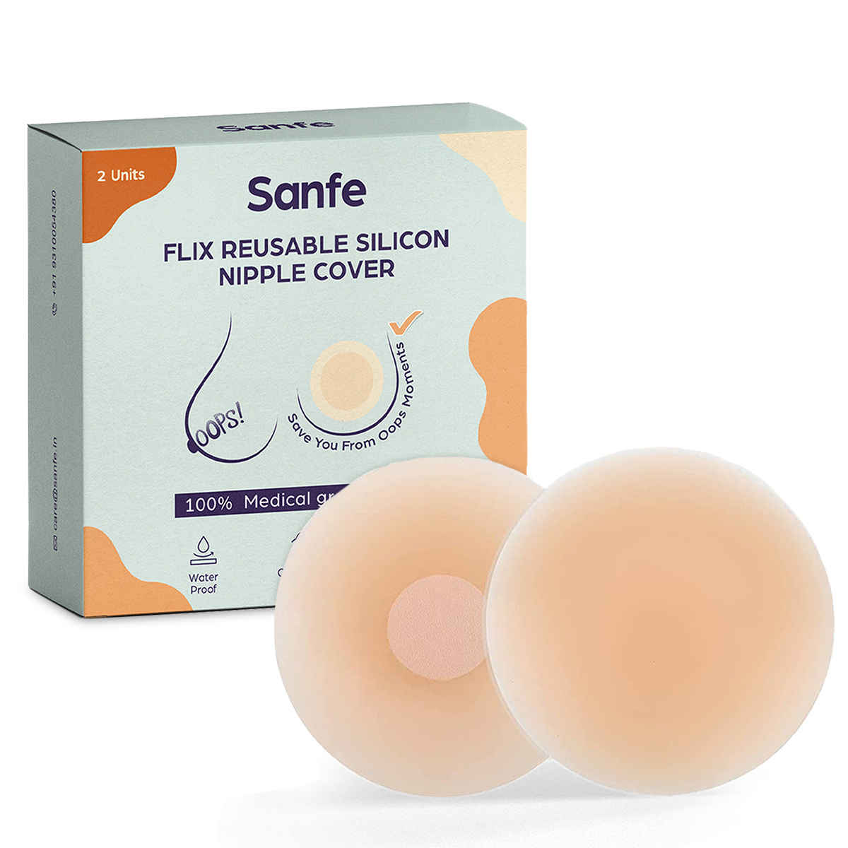 Buy Sanfe Flix Reusable Silicone Nipple Cover - 2 Pieces | 10 Times Reusable | Skin-Friendly Adhesive Pasties For Women | Nipple Pasties for Women - Purplle
