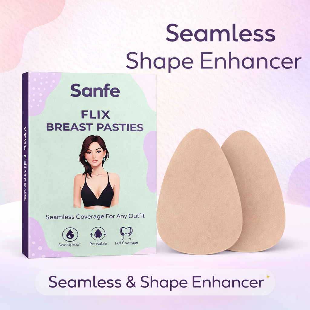 Buy Sanfe Flix Breast Pasties | Size S | 4 Units | Nipple Cover for Women | Clothing Styling | Stick On Bra Alternative for Backless Outfit | Adhesive Innerwear Pads | Seamless Coverage | Fashion Tape Use - Purplle