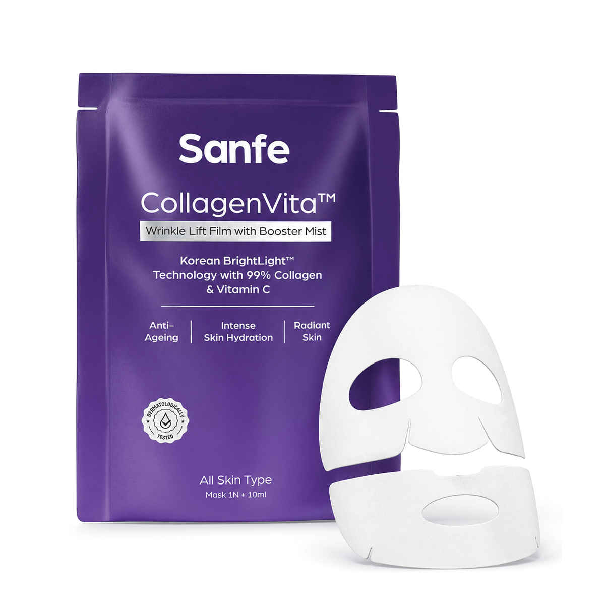 Buy Sanfe CollagenVita Wrinkle Lift Film with Booster Mist | 1 N+ 10 ml | Korean Skincare Inspired Face Mask I Collagen & Vitamin C | Hydration Care Routine Set | Sheet Mask Serum Style Kit for Women - 1 Pc - Purplle