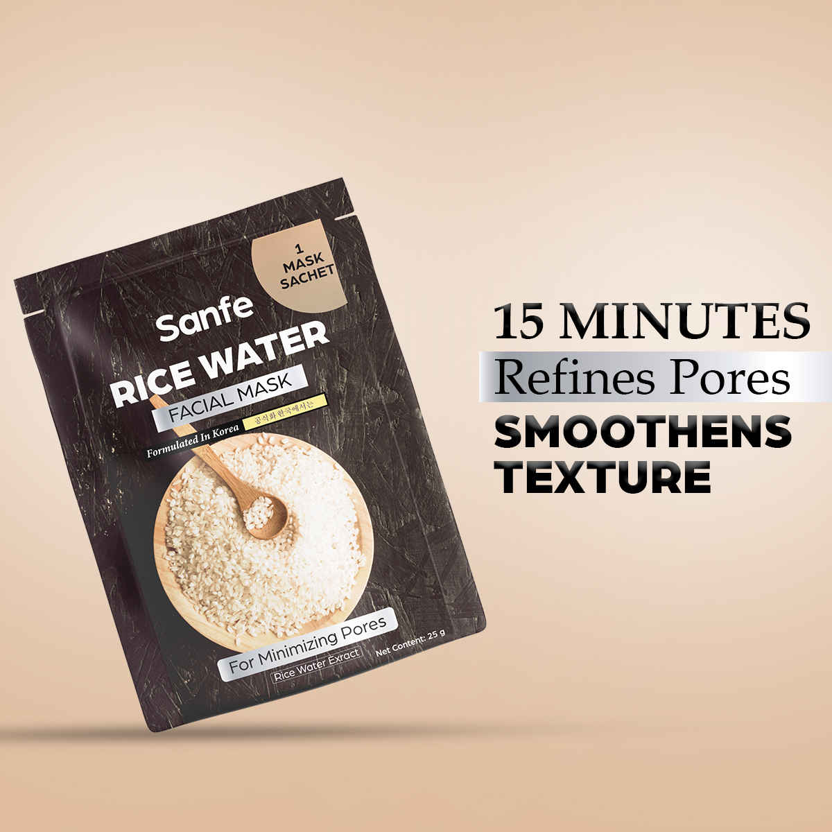 Buy Sanfe Rice Water Facial Mask |1 Mask Sachet | Korean Sheet Mask with Rice Water Extract | Helps Minimize Pores & Refine Skin Texture | Brightening & Hydrating Face Sheet Mask - 1 Pc - Purplle