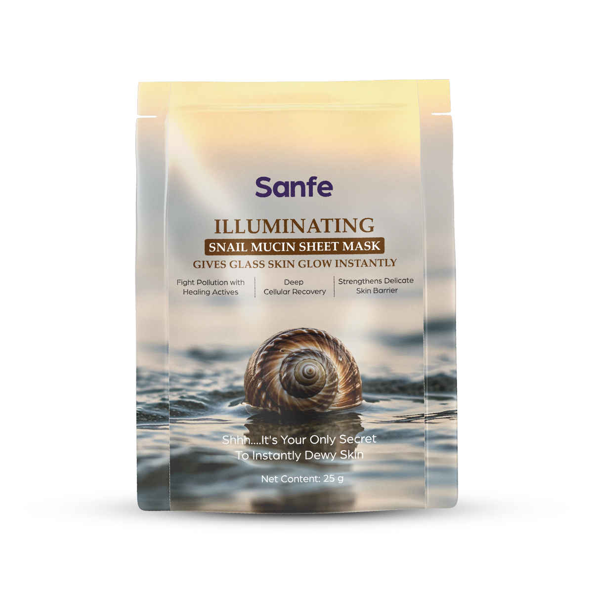 Buy Sanfe Illuminating Snail Mucin Sheet Mask for Glass Skin Glow | Pack of 1 | Deep Hydration & Skin Repair | Strengthens Skin Barrier | Korean Face Mask Sheet for Dull, Dry & Tired Skin | 25gm - Purplle