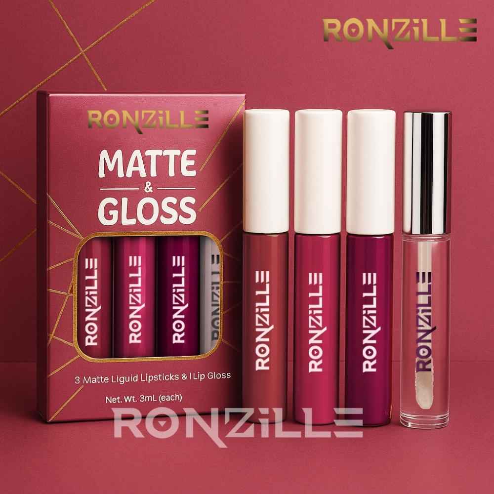 Buy Ronzille Matte liquid lipstick Non Transfer plus with Lip gloss Pink Edition Pack of 4 (Pink Edition-12 ml) - Purplle