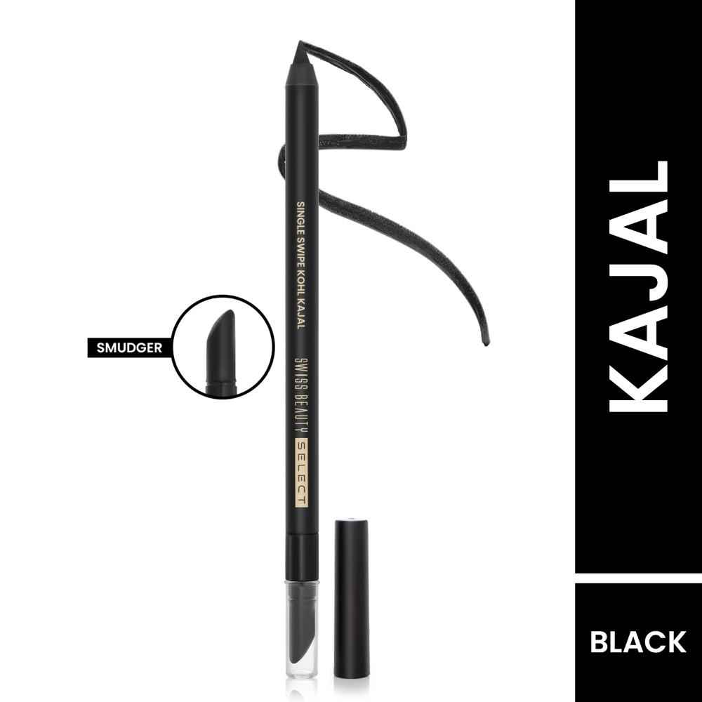 Buy Swiss Beauty Select Single Swipe High Impact Kohl Kajal | with in-built smudger | 16-Hour Stay | Black 1.2 gm - Purplle