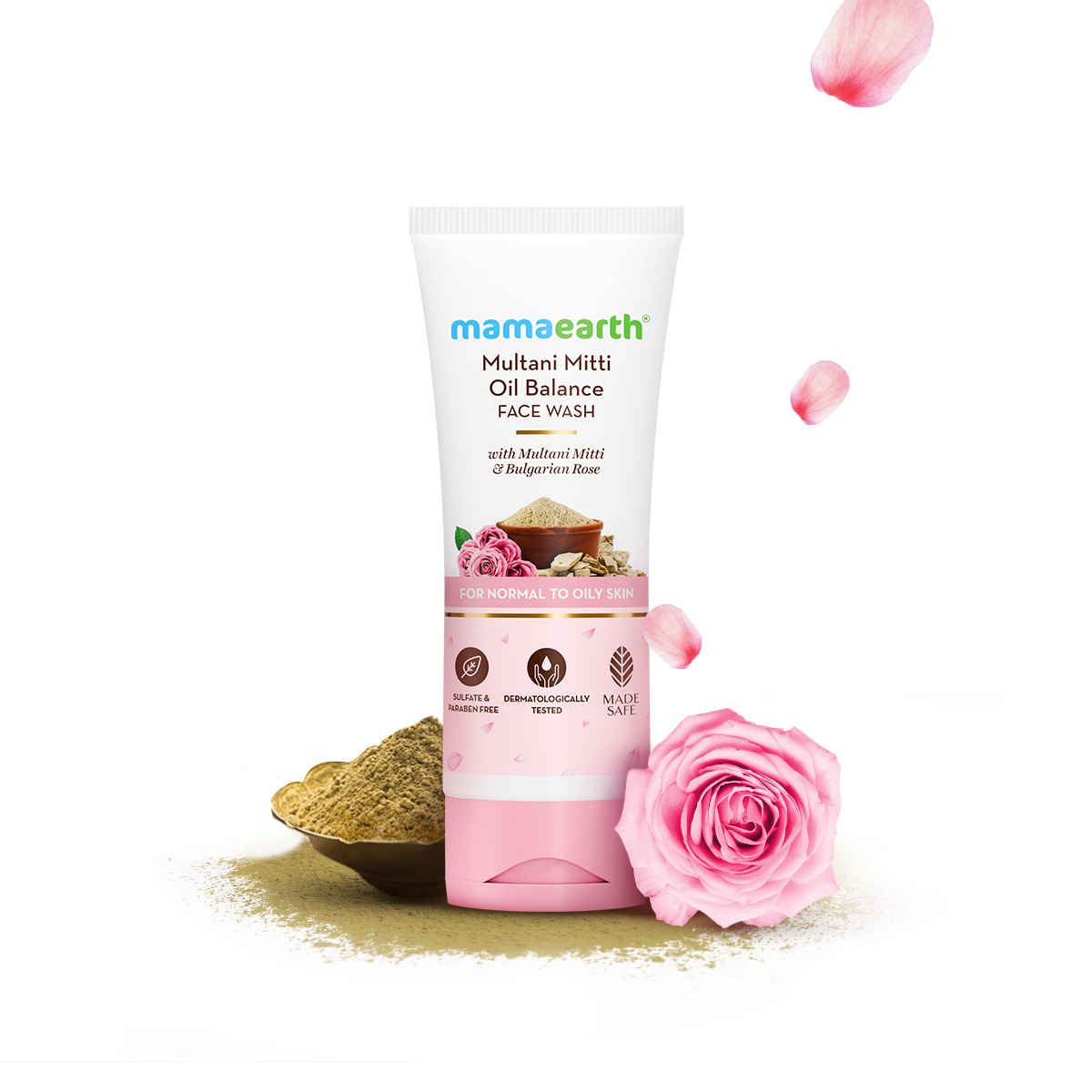 Buy Mamaearth Multani Mitti Oil Balance Face Wash with Multani Mitti & Bulgarian Rose for Normal to Oily Skin - 100 ml Balances Excess Oil Production | Gentle Cleansing Formula | Hydrates & Controls Acne - Purplle