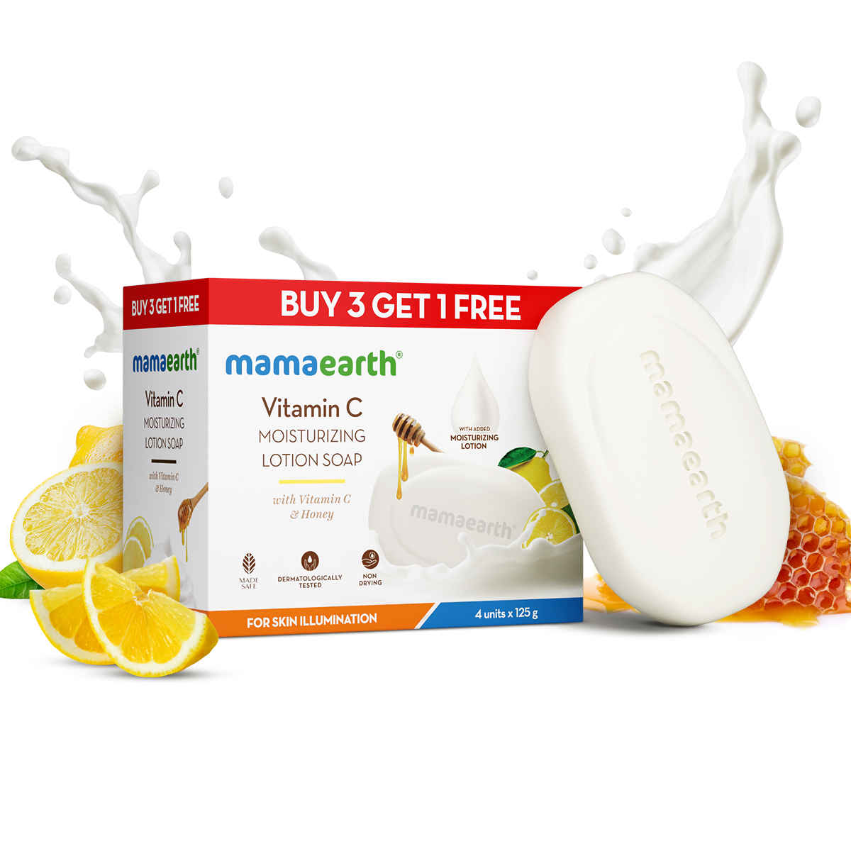 Buy Mamaearth Vitamin C Moisturizing Lotion Soap (3 + 1 Free) (125 gm x 4) - Purplle