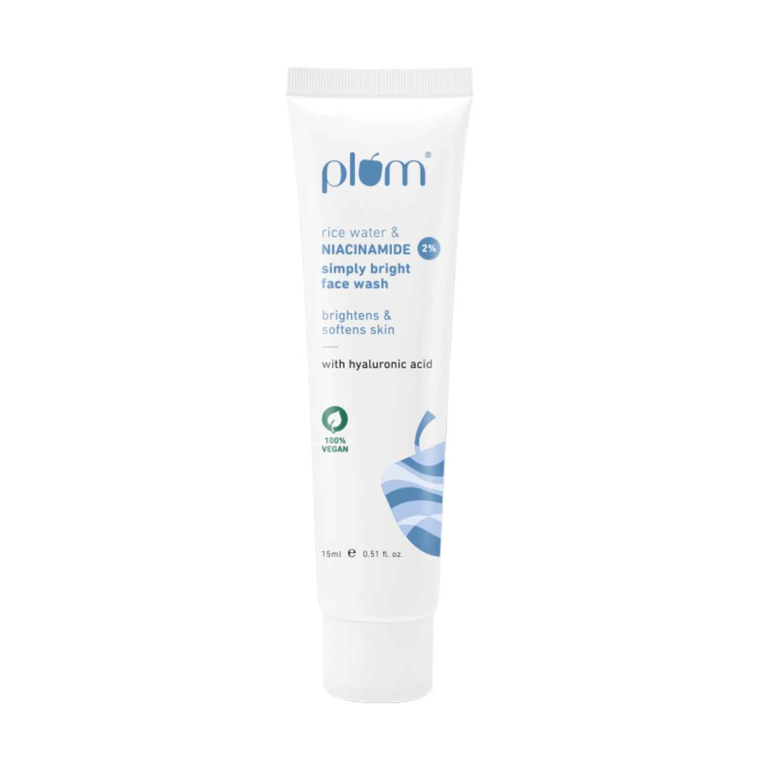 Buy Plum Rice Water & 2% Niacinamide Simply Bright Face Wash (15 gm) - Purplle