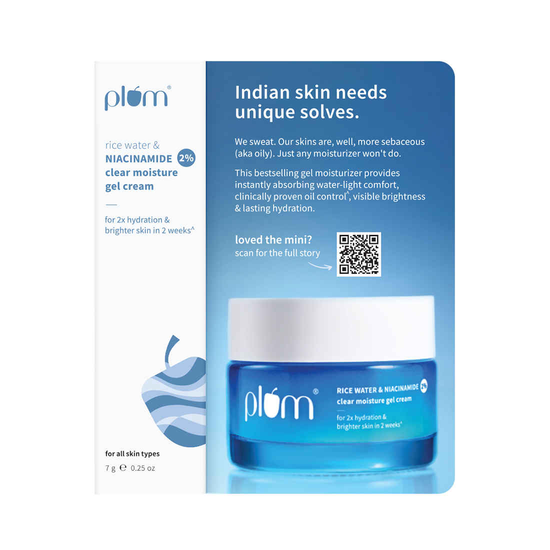 Buy Plum Rice Water & 2% Niacinamide Clear Moisture Gel Cream | 7 gm | Mini - Purplle