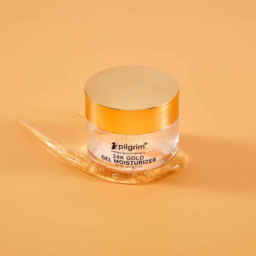 Buy Pilgrim 24k Gold Gel Moisturizer with Hyaluronic Acid & Alpha Arbutin, 50 gm,Enhances Natural Glow & Brightens Skin ,For Men & Women - Purplle