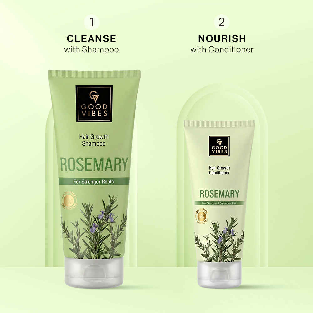 Buy Good Vibes Rosemary Hair Growth Combo (Rosemary Rice Protein & Multi Peptide Hair Growth Shampoo-200 ml + Rosemary Rice Protein & Multi Peptide Hair Growth-100 ml) Conditioner Combo of 2 - Purplle