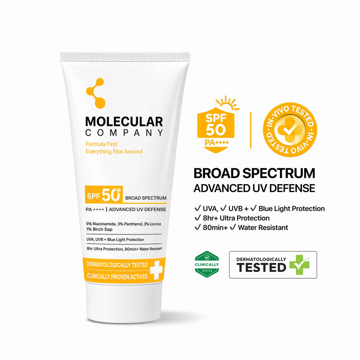 Buy Molecular Company | SPF 50+ Pa++++| Moisturising Gel Sunscreen ,For Oily, Combination, Normal - Skin Types| 50 gm - Purplle