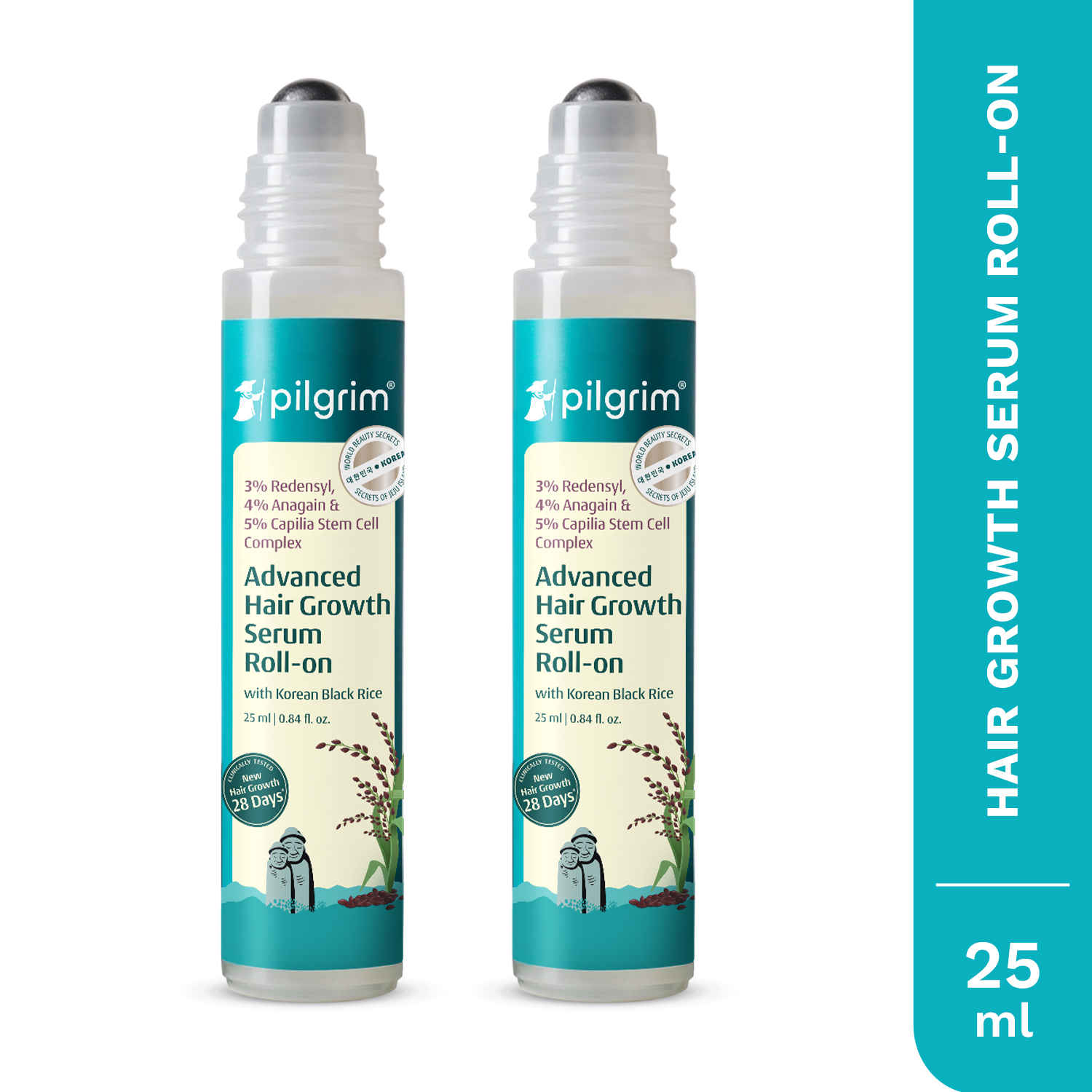 Buy Pilgrim Advanced Hair Growth Serum Roll-On with Korean Black Rice Pack of 2 - Purplle