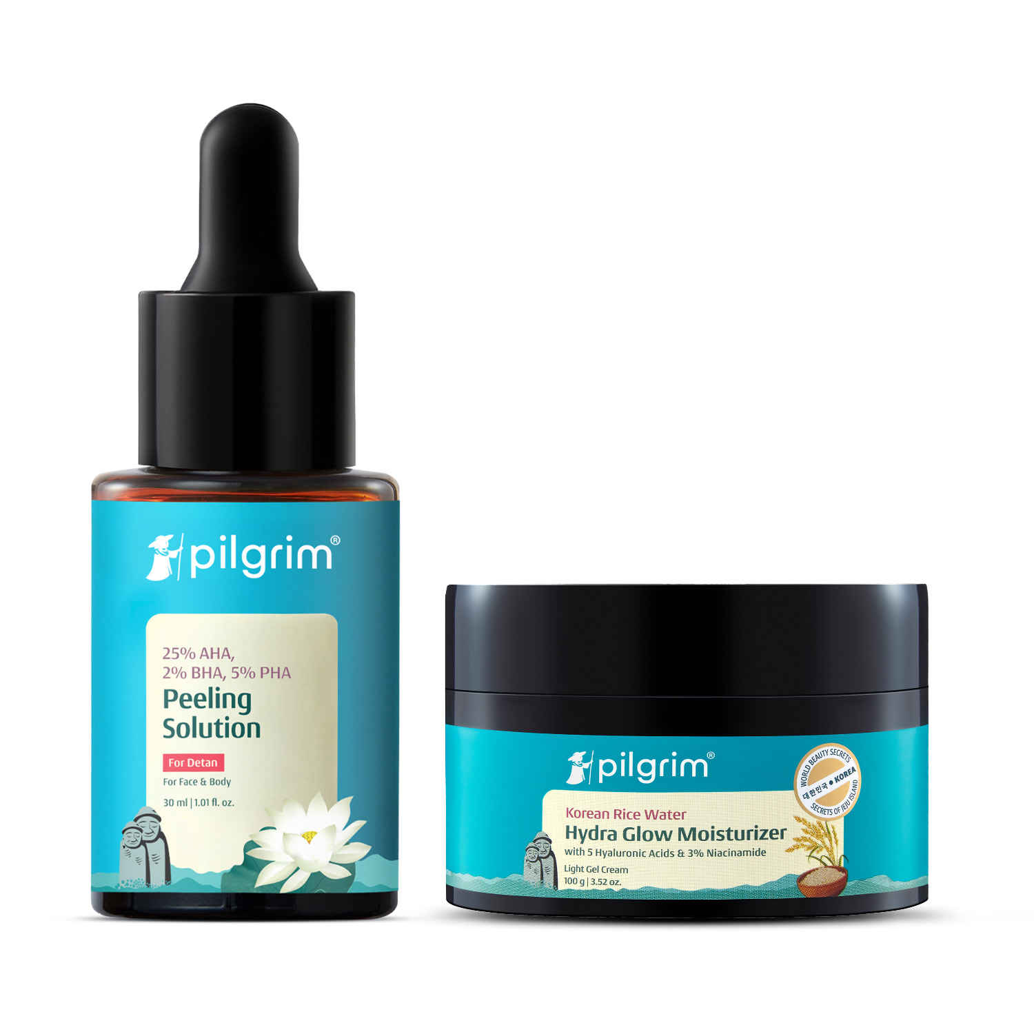 Buy Pilgrim Smooth & Plump Skin Duo Peeling Solution and Hydra Glow Gel Moisturizer (Combo of 2) - Purplle