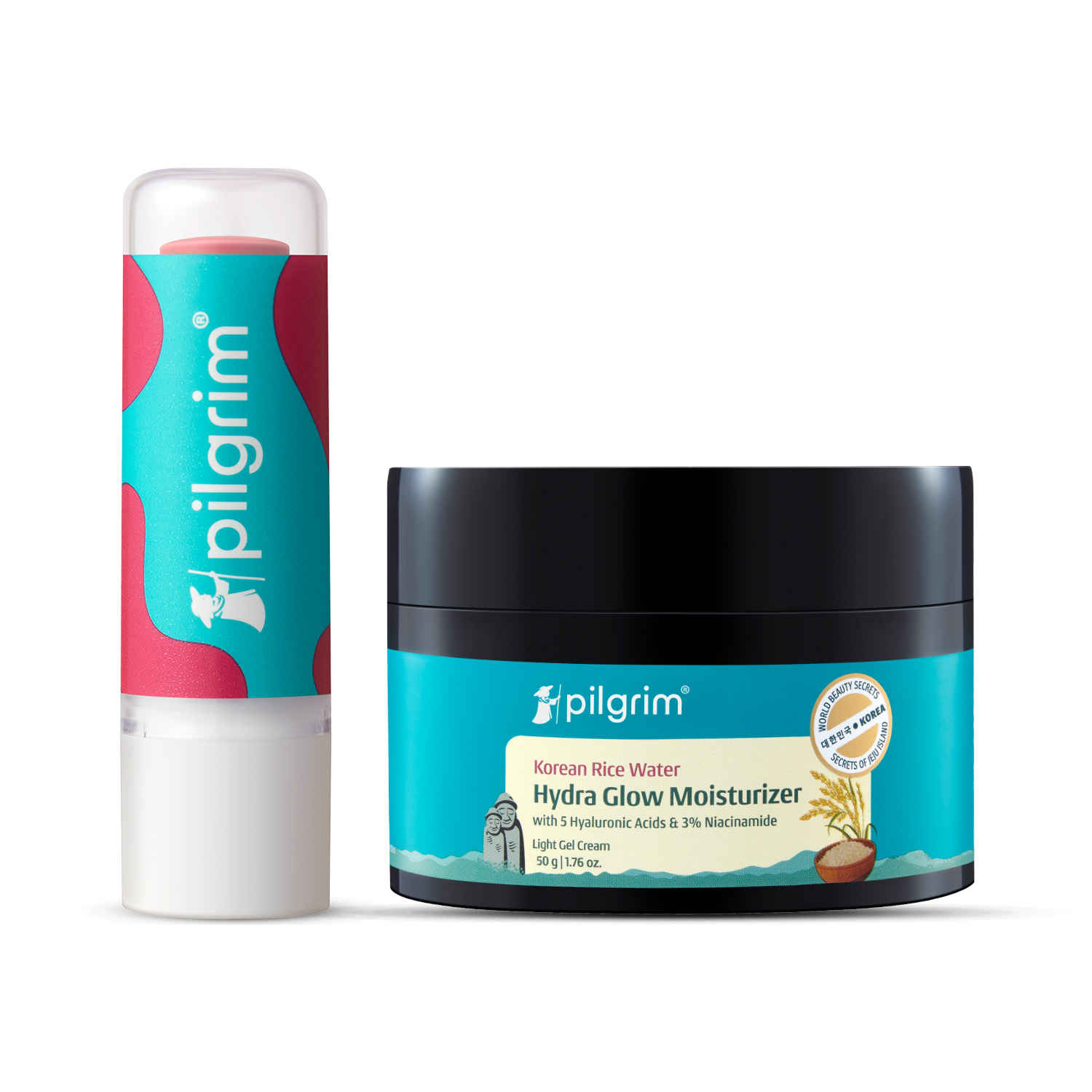 Buy Pilgrim Vitamin C Tinted Lip Balm and Hydra Glow Gel Moisturizer Soft Lips + Supple Skin (Combo of 2) - Purplle