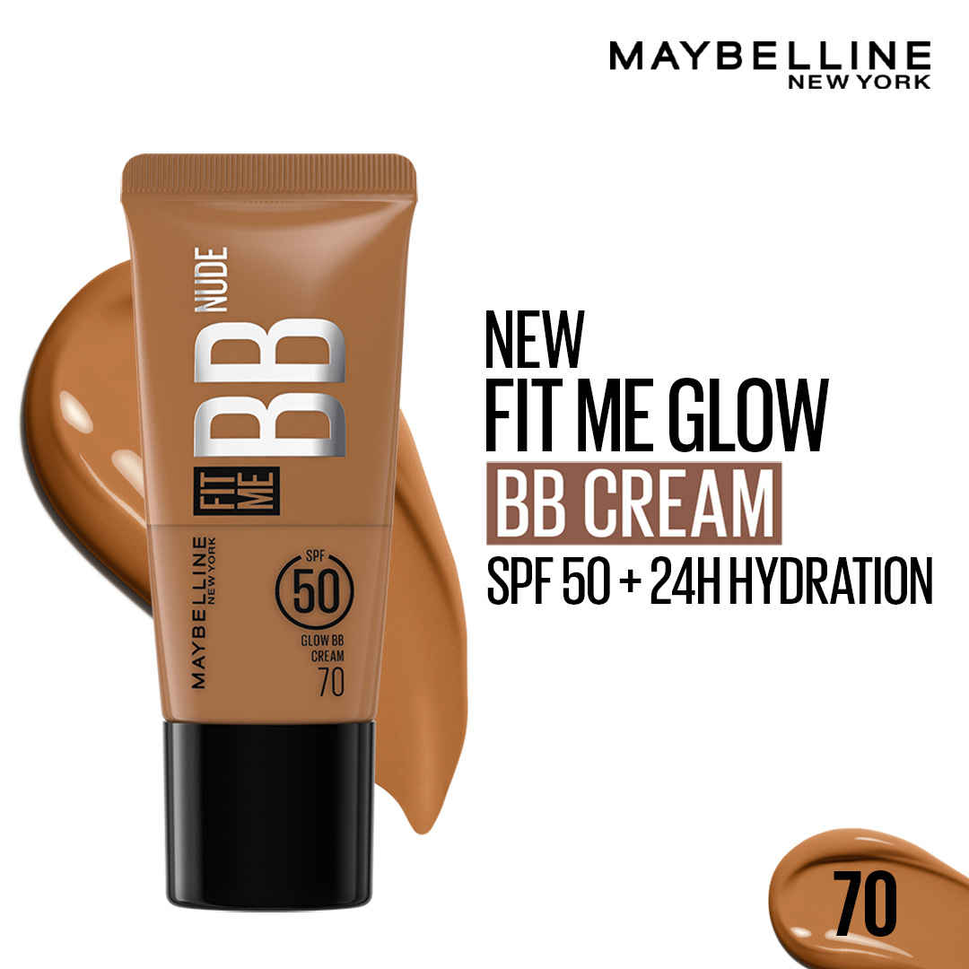 Buy Maybelline New York Fit Me Glow BB Cream, SPF 50 + 24H Hydration With Niacinamide & Hyaluronic Acid, Dewy Finish for Normal to Dry Skin - Shade 70, 25 ml - Purplle