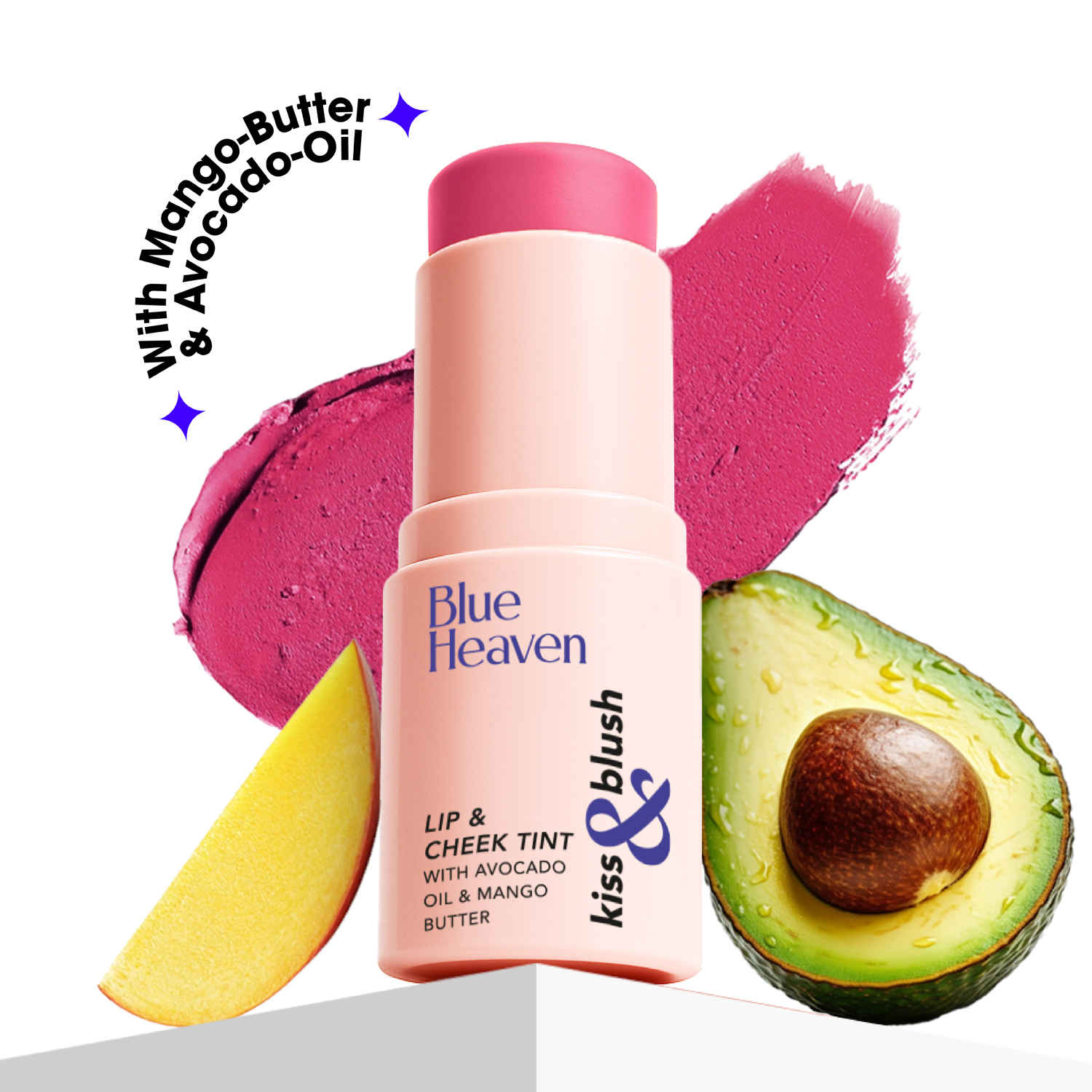 Buy Blue Heaven Kiss & Blush Lip, Cheek & Eye Tint with Avocado Oil & Mango Butter | 3-in-1 blush for face makeup | Rich & Creamy Formula |Easily Blendable | Multipurpose Makeup, Flashy Pink, 8.5 gm - Purplle