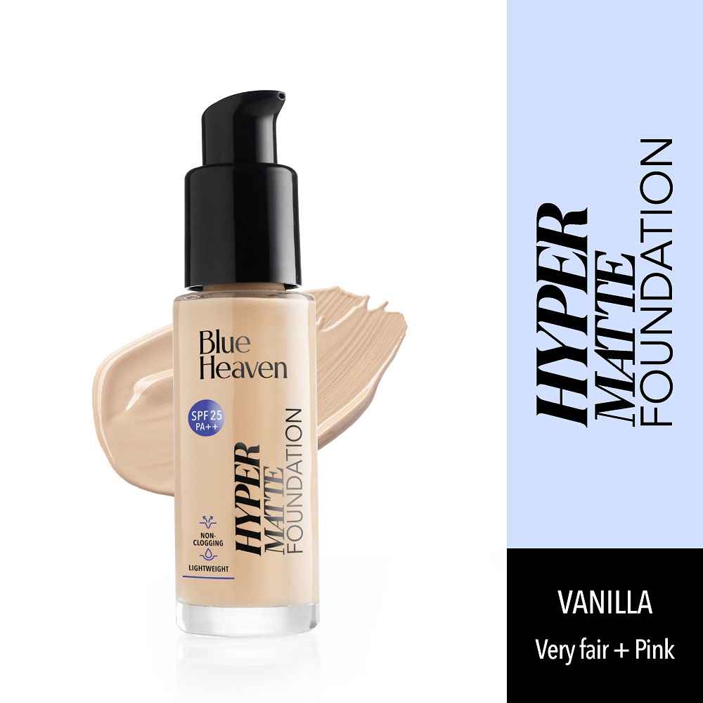 Buy Blue Heaven Hyper Matte Foundation- 101 Vanilla (very fair+pink) 30 ml - Purplle