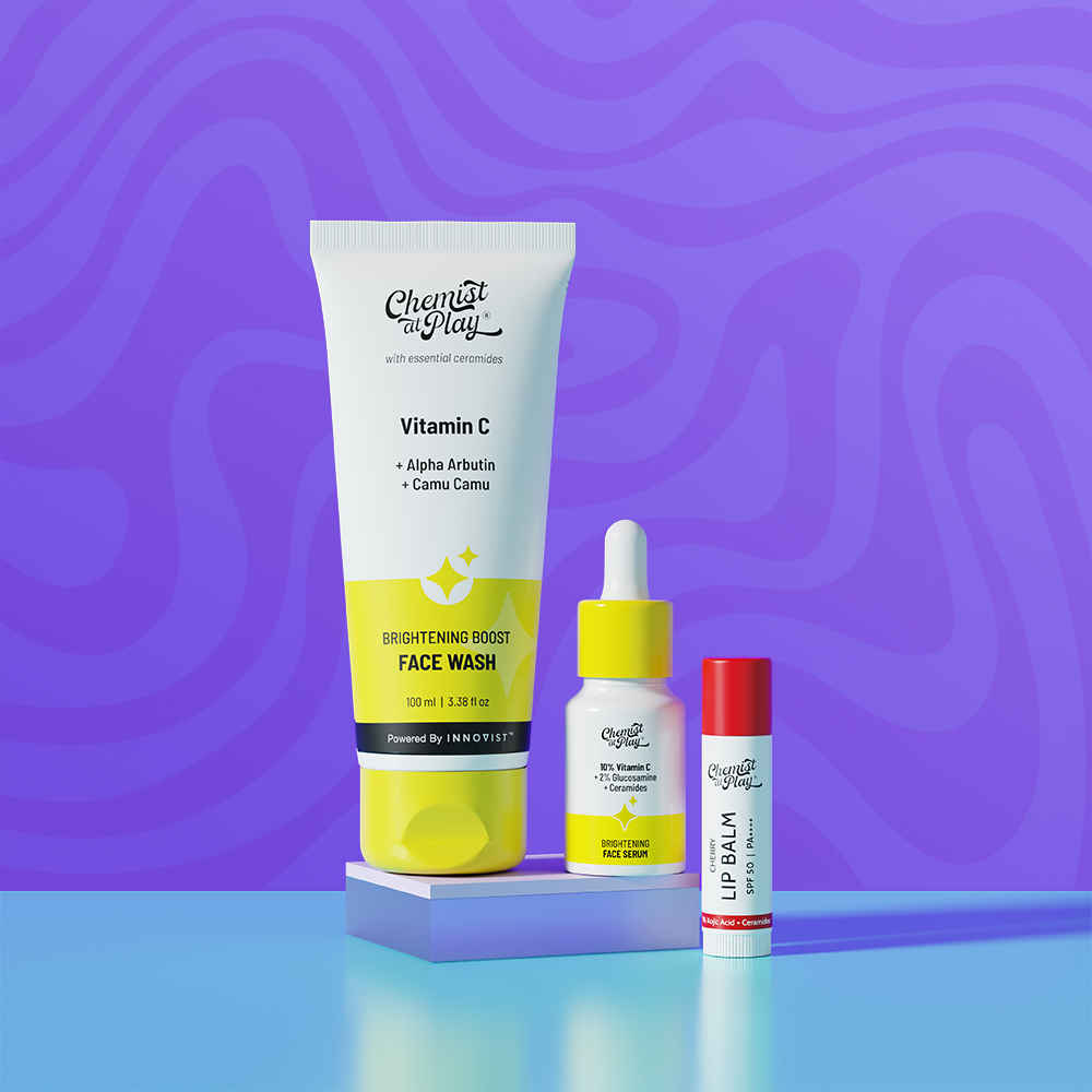 Buy Chemist at Play Vitamin C Glow Duo | Vitamin C Face Wash 100 ml + Face Serum 10 ml + Cherry Lip Balm 4.5 gm Combo of 3 - Purplle