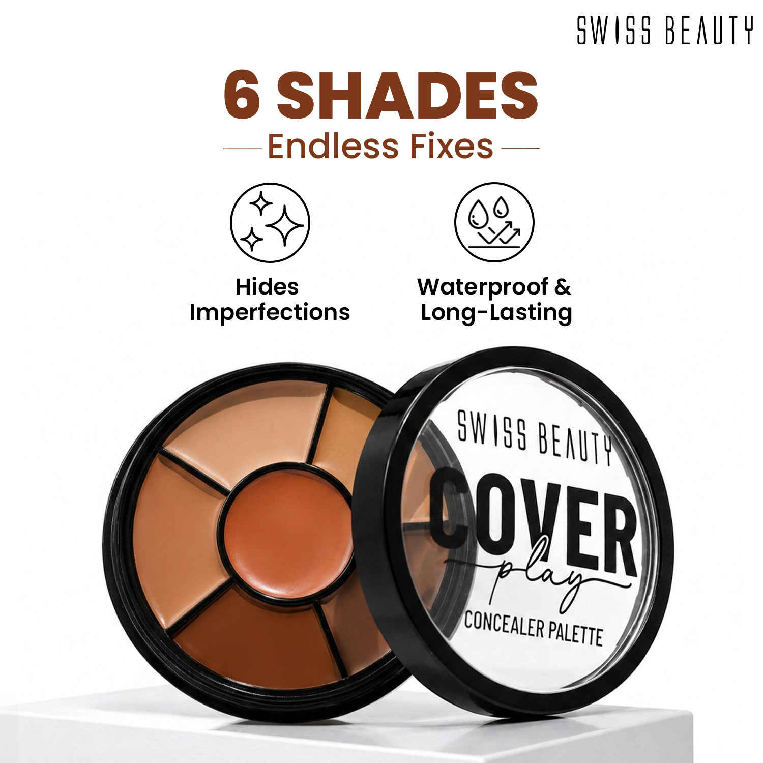 Buy Swiss Beauty Cover Play Concealer Palette | Hides Imperfections | Waterproof | Long-Lasting - 13 gm, Medium To Dark - Purplle