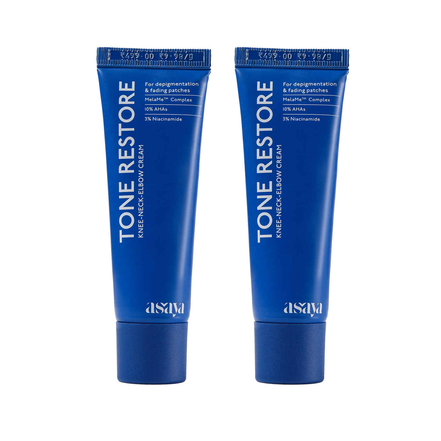 Buy Asaya Tone Restore Cream for Dark Knees & Elbows | Depigmenting Cream with MelaMe™, Kojic Acid, AHAs & Urea | 50 gm | Pack of 2 - Purplle
