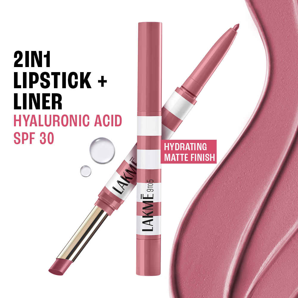 Buy Lakme 9to5 Hya Matte Beach Edit Lipstick+Liner 7- Pro Pink- 2.24 gm - Purplle