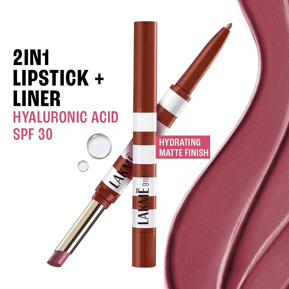 Buy Lakme 9to5 Hya Matte Beach Edit Lipstick+Liner 8- Pro Pink Medium- 2.24 gm - Purplle