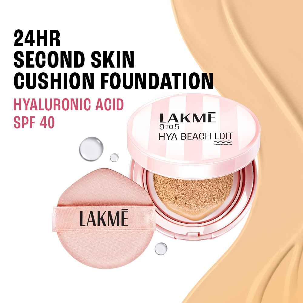 Buy Lakme 9to5 Hya Beach Edit Cushion Foundation W120 Warm Creme- 12 gm - Purplle