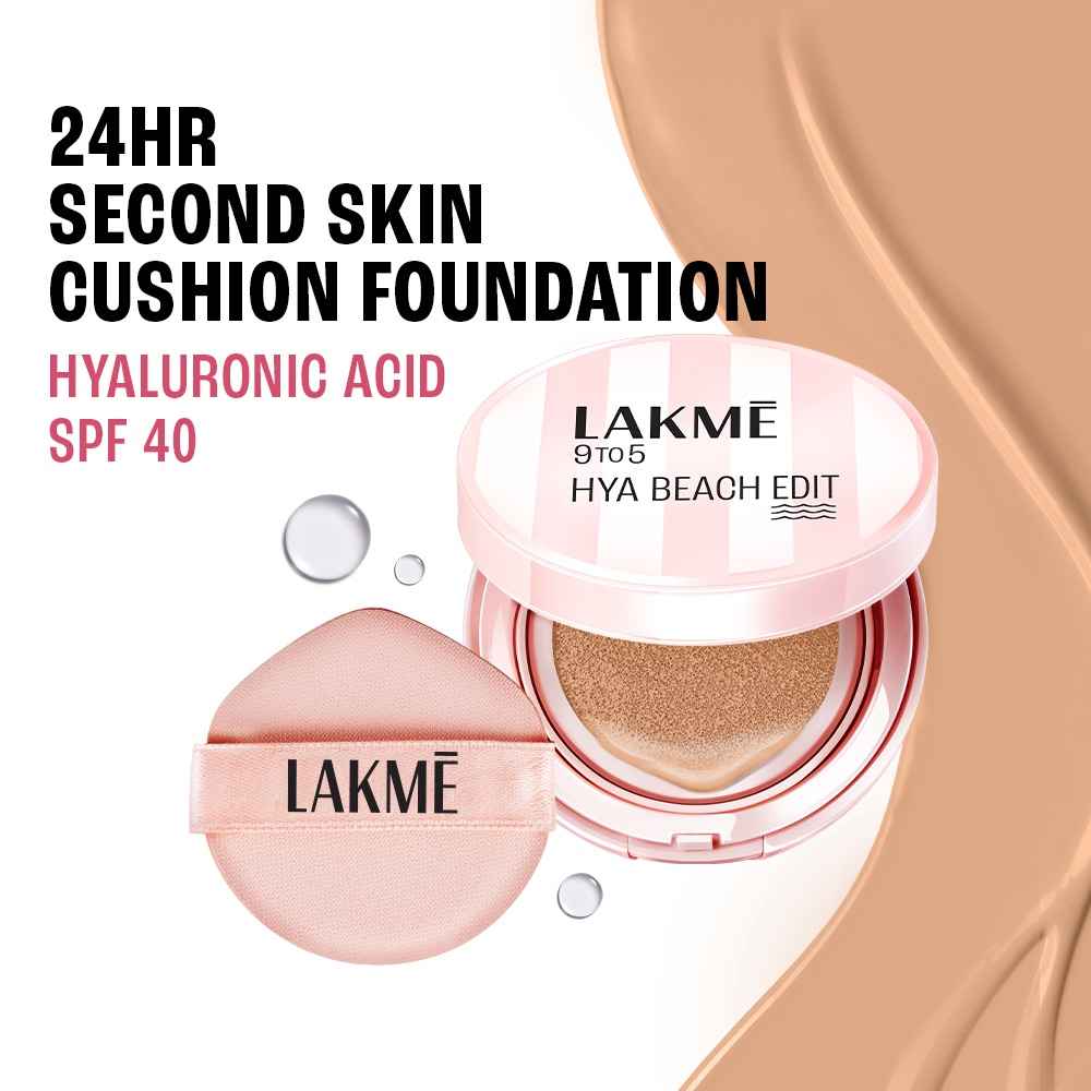Buy Lakme 9to5 Hya Beach Edit Cushion Foundation W180 Warm Natural- 12 gm - Purplle
