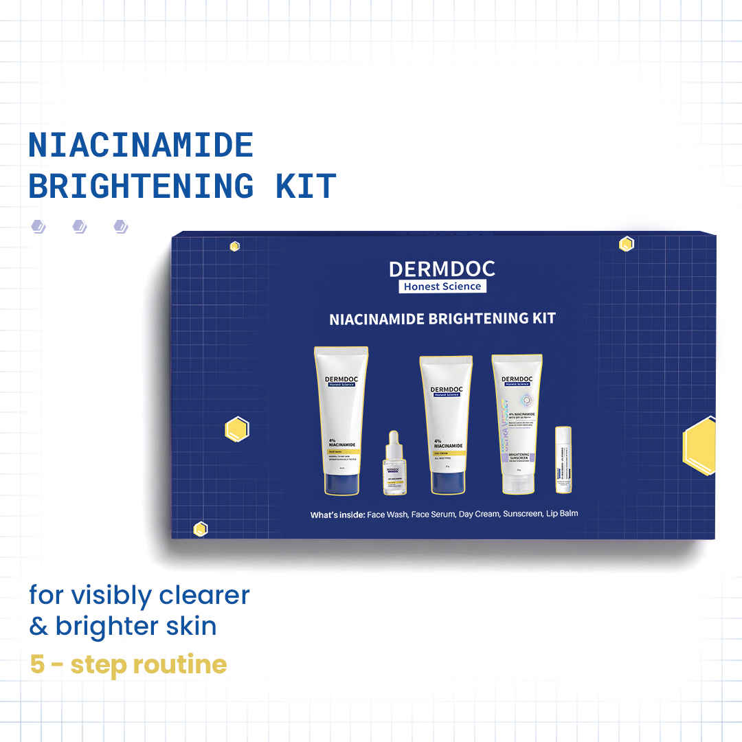 Buy DERMDOC Niacinamide Brightening Kit | 5-Step Routine for Clearer & Brighter Skin | Face Wash, Serum, Day Cream, Sunscreen & Lip Balm | Helps Reduce Dark Spots & Improve Uneven Skin Tone | Pack of 5 - Purplle
