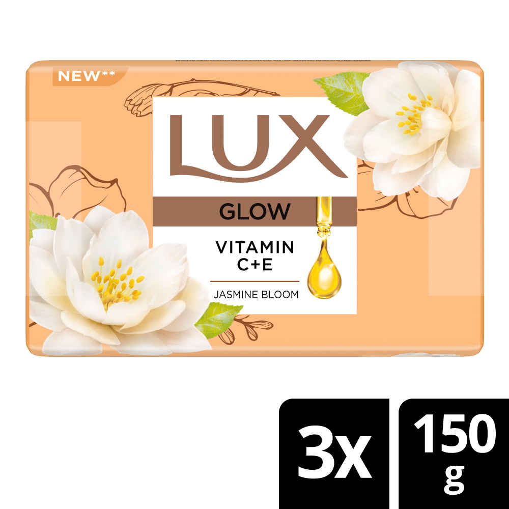 Buy Lux Flaw-less Glow Bathing Soap infused with Vitamin C & E | For Superior Glow | 150g x 3 - Purplle