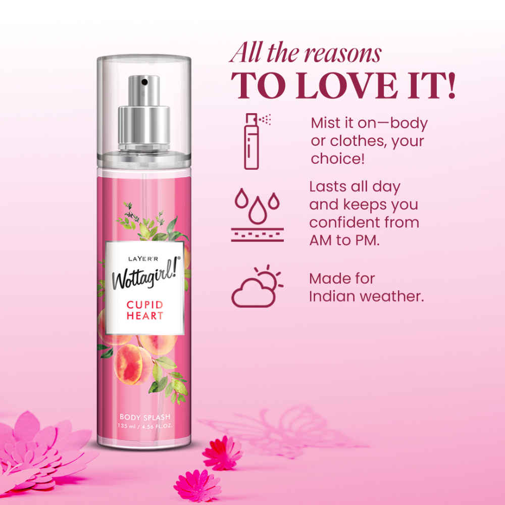 Buy Layerr Wottagirl Cupid Heart Fragrant Body Splash 135 ml | | fragrance for women | body mist for women - Purplle