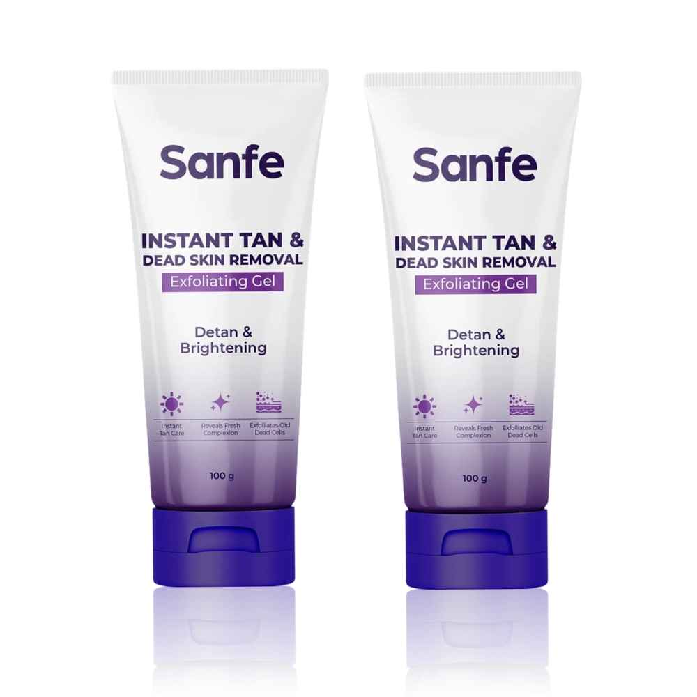 Buy Sanfe Instant Tan & Dead Skin Removal Exfoliating Gel | Visibly Removes Tan | Exfoliates Dead Skin in Minutes | Smooth & Bright Skin | 100 gm - Pack of2 - Purplle