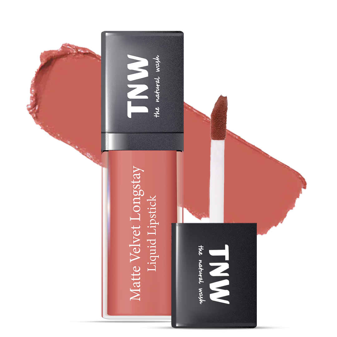 Buy TNW -The Natural Wash Matte Velvet Longstay Liquid Lipstick with Macadamia Oil and Argan Oil | Transferproof | Pigmented | Pretty Peach | Peachy Nude - Purplle