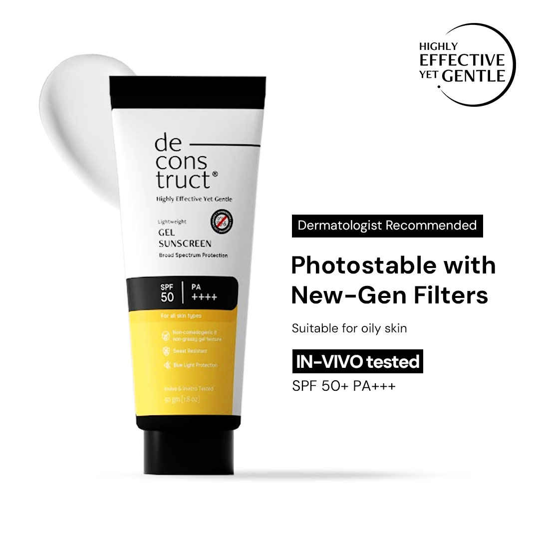 Buy Deconstruct Gel Sunscreen SPF 50 PA++++| 100% Photostable| Lightweight| Non-Greasy |In-Vivo Tested 50 gm - Purplle