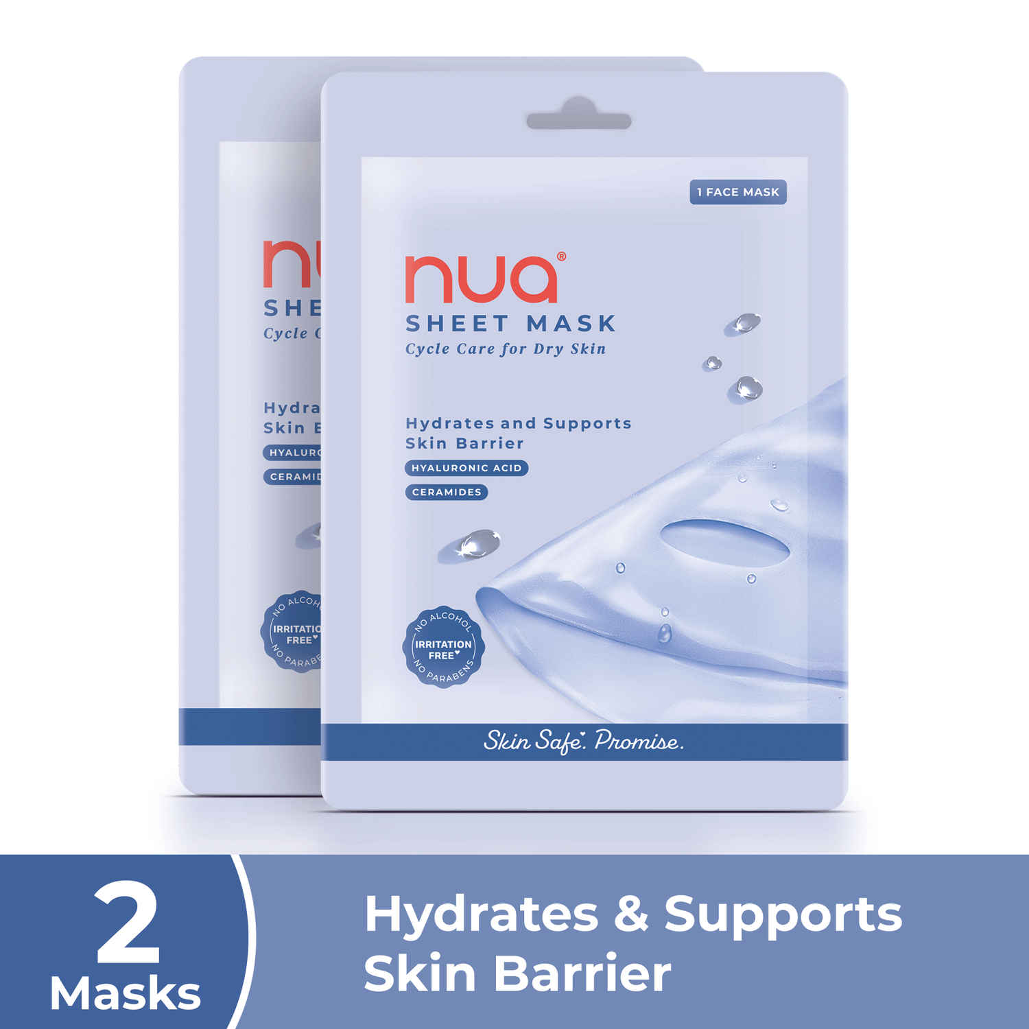 Buy Nua Hyaluronic acid and Ceramides Sheet Mask (Pack of 2) - Purplle