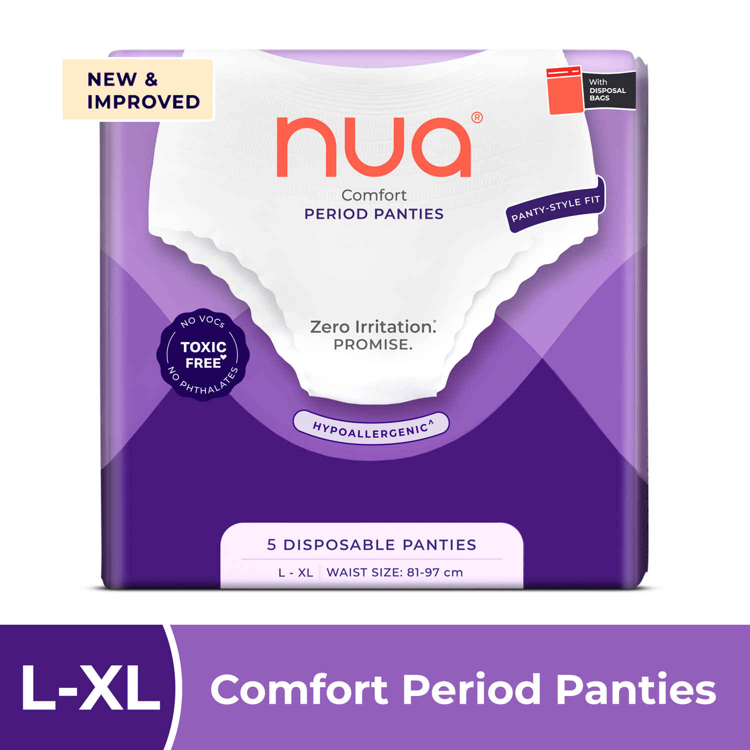 Buy Nua Comfort Disposable Period Panties (L-XL) 5 pc - Purplle