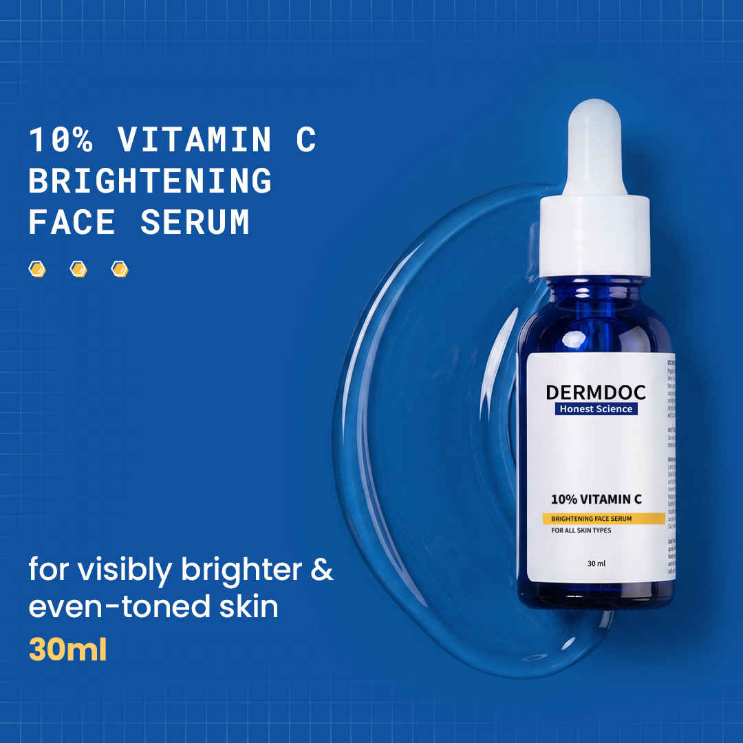 Buy DERMDOC 10% Vitamin C Brightening Face Serum | Dark Spot & Pigmentation Serum | With 0.4% Glutathione Complex Arbutin & Peptides | For Brighter, Even-Toned Skin | Hydrating Face Serum | All Skin Types | 30 ml - Purplle