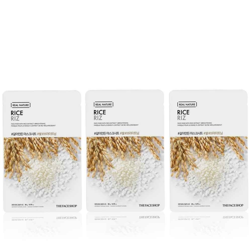 Buy The Face Shop Real Nature Rice Face Mask 20 gm (Pack of 3) - Purplle