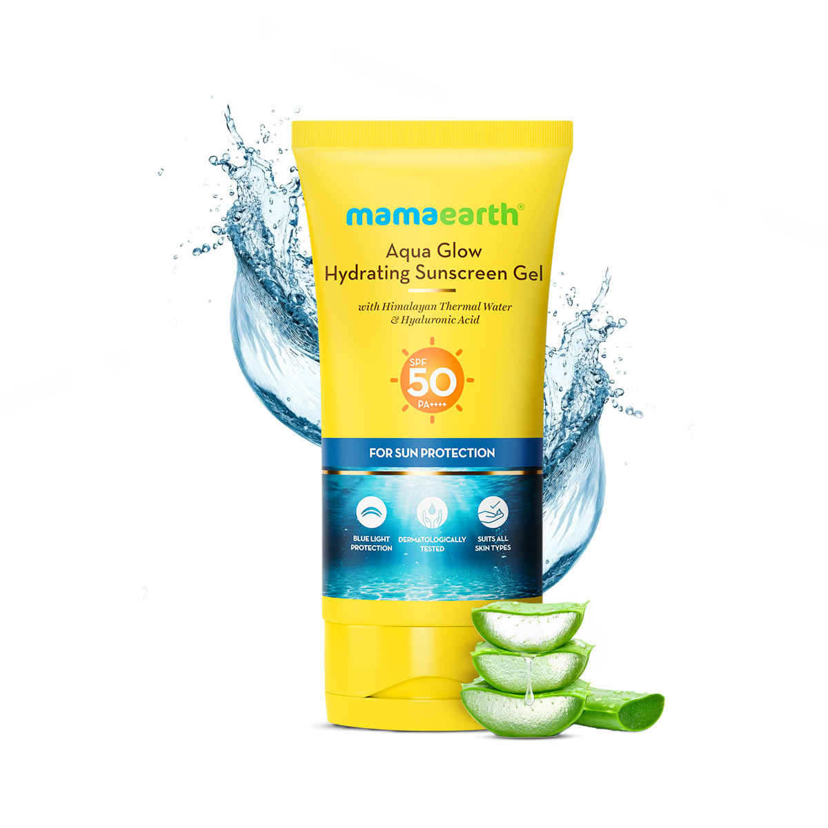 Buy Mamaearth Aqua Glow Hydrating Sunscreen Gel with Himalayan Thermal Water & Hyaluronic Acid SPF 50 PA+++ (50 gm) - Purplle