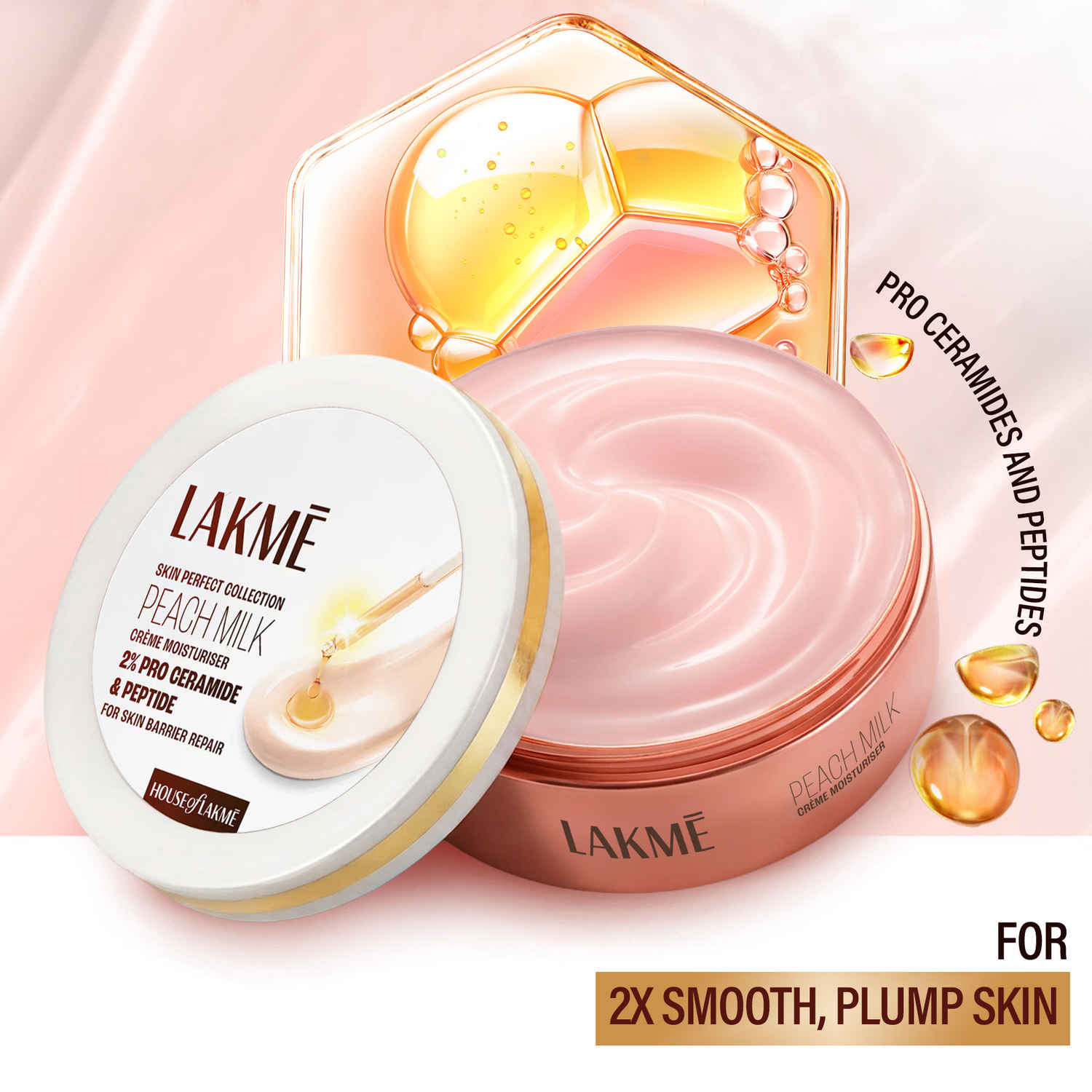 Buy Lakme Peach Creme Moisturiser, Ceramide & Peptide, Skin Barrier Repair & Hydrated Glow 200 gm - Purplle