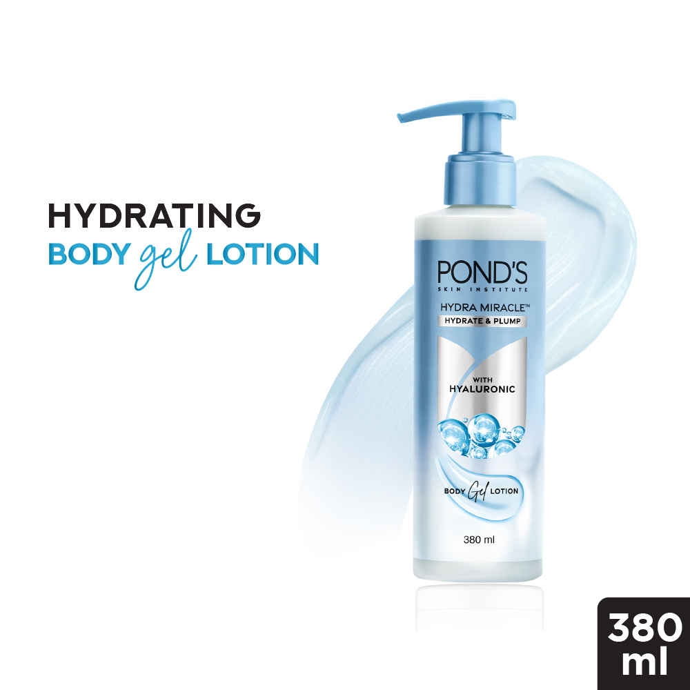 Buy Ponds Hydra Miracle Hydrating Gel Body Lotion | For Hydrated Plump Skin| Hyaluron Moisturizer,380 ml - Purplle