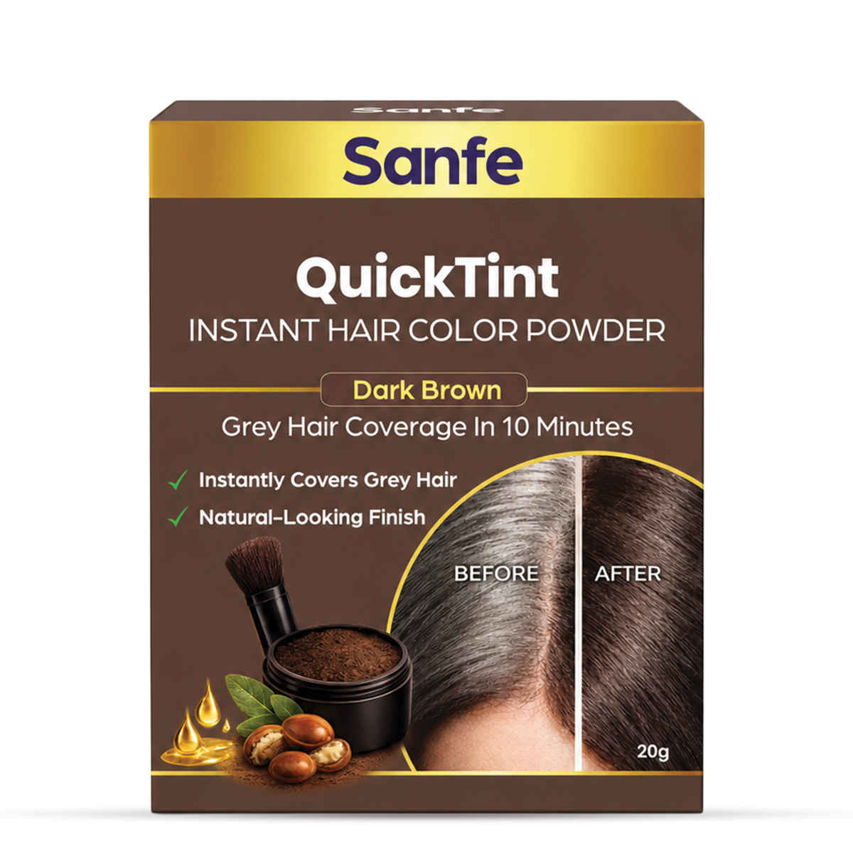 Buy Sanfe QuickTint Instant Hair Color Powder For Grey Coverage | 20 gm - Purplle