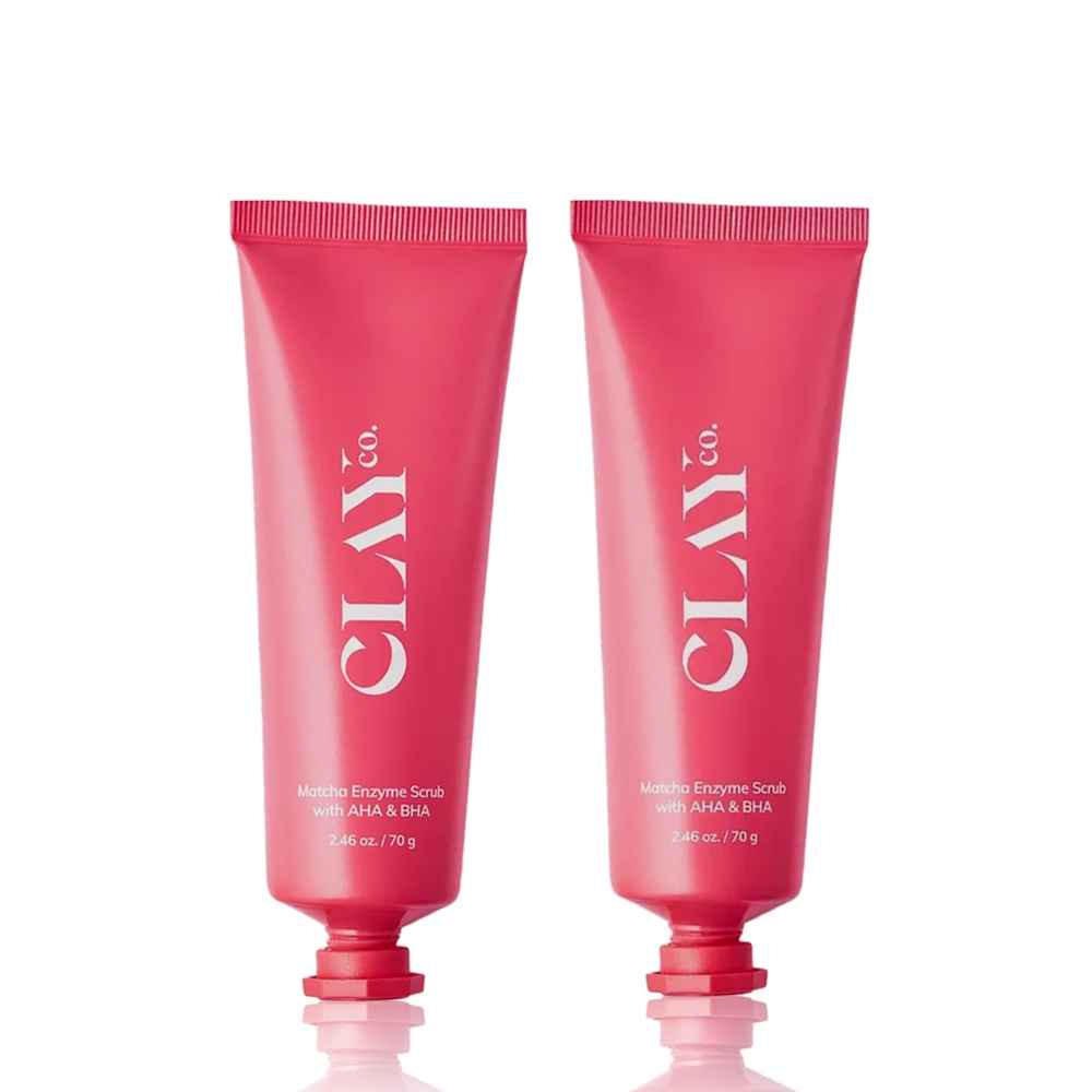 Buy Clayco Matcha Glow & Clear Duo for Men & Women | Matcha Enzyme Scrub with Glycolic Acid (AHA) & Salicylic Acid (BHA) for Exfoliation & Brighter Skin | Pack of 2 | 70 gm x 2 - Purplle