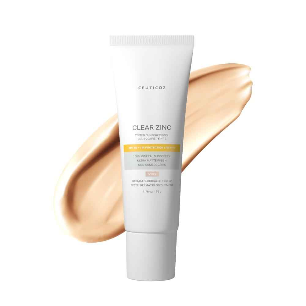 Buy Ceuticoz Clear Zinc Tint SPF Gel Sunscreen IVORY 50 gm - Purplle