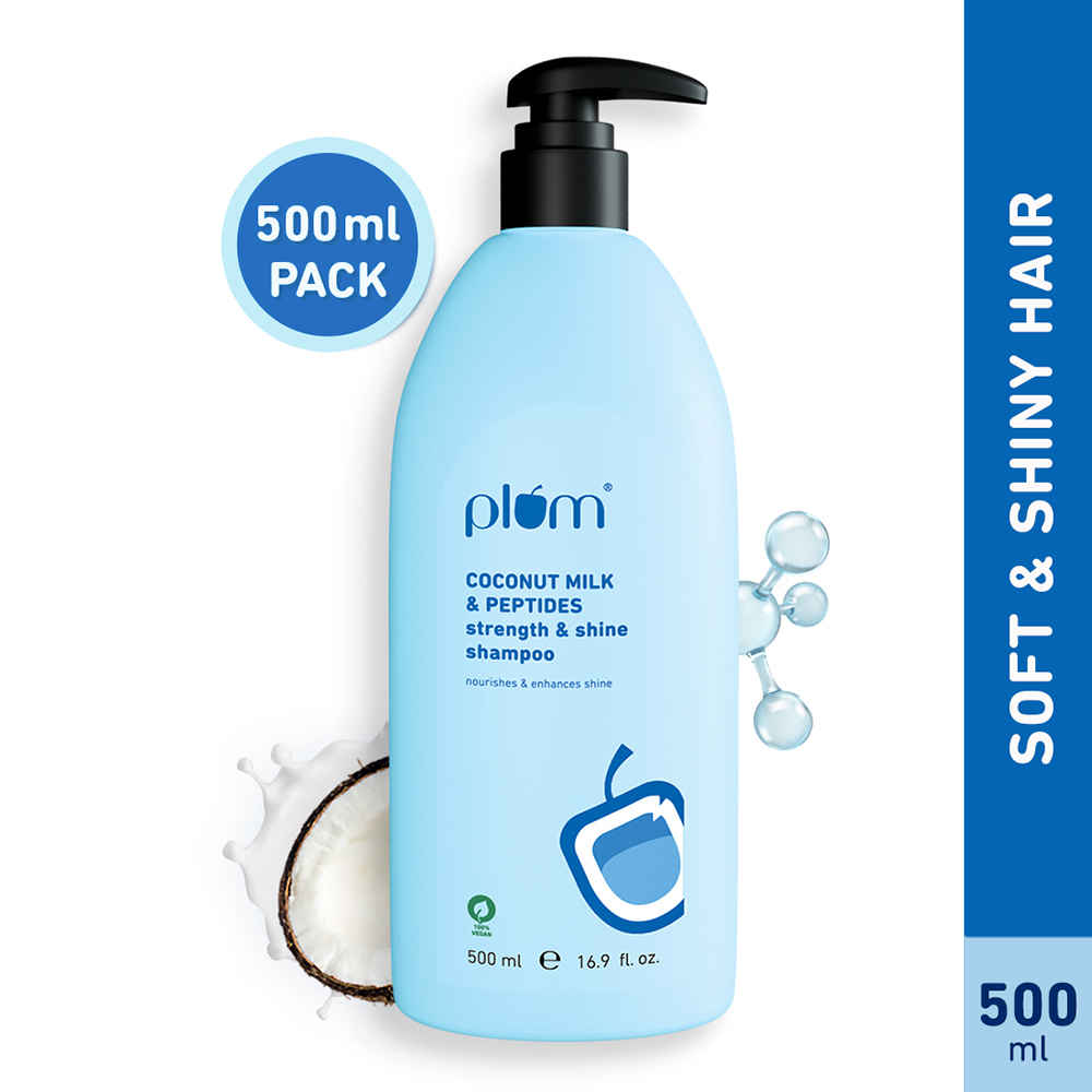 Buy Plum Coconut Shampoo for Dull Hair with Coconut Milk and Peptides for Soft & Silky Hair I 22x Softer Hair I Shampoo for Women and Men | 500 ml - Purplle