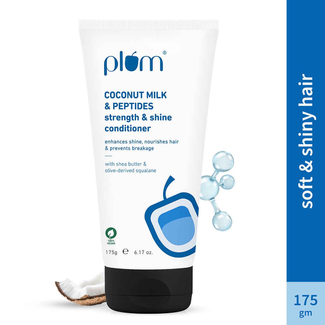 Buy Plum Plum Coconut Milk & Peptides Strength & Shine Conditioner |100% Vegan|Prevents Hair Breakage - 175 gm - Purplle