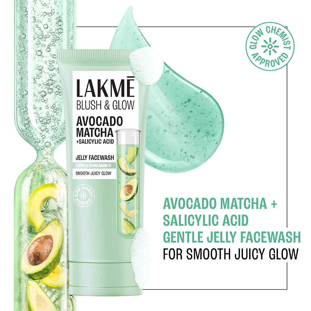 Buy Lakme Blush & Glow Avocado Matcha + Salicylic Acid Gentle Jelly Face Wash for Oily and Combination Skin - 150 gm | Deep Pore Cleansing & Gentle Exfoliation | Non-Drying Daily Cleanser for Men & Women - Purplle